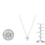 0.10 Carat (ctw) 18K White Gold Round Diamond Ladies Cross Pendant 1/10 CT (Silver Chain Included)