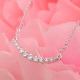 Round White Diamond 9 Stone Graduating Style Curved Bar Pendant with 18 inch Gold Chain for Women (0.20 ctw, Color I-J, Clarity I1-I2) in 18K White Gold
