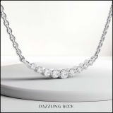Round White Diamond 9 Stone Graduating Style Curved Bar Pendant with 18 inch Gold Chain for Women (0.20 ctw, Color I-J, Clarity I1-I2) in 18K White Gold
