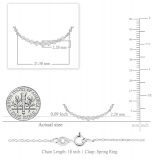 Round White Diamond 9 Stone Graduating Style Curved Bar Pendant with 18 inch Gold Chain for Women (0.20 ctw, Color I-J, Clarity I1-I2) in 18K White Gold