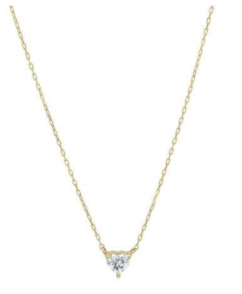 IGI CERTIFIED 0.10 Carat (ctw) 18K Yellow Gold Heart Cut Diamond Ladies Heart Shaped Pendant 1/10 CT
