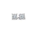 0.10 Carat (ctw) 14K White Gold Princess Cut White Diamond Ladies Stud Earrings