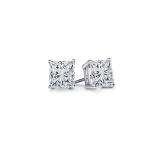 0.20 Carat (ctw) 14K White Gold Princess Cut White Diamond Ladies Stud Earrings