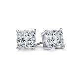 0.50 Carat (ctw) 14K Princess Gold Round Cut White Diamond Ladies Stud Earrings
