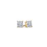 0.10 Carat (ctw) 14K Yellow Gold Princess Cut White Diamond Ladies Stud Earrings