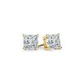 0.25 Carat (ctw) 14K Yellow Gold Princess Cut White Diamond Ladies Stud Earrings