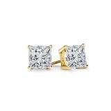 0.33 Carat (ctw) 14K Yellow Gold Princess Cut White Diamond Ladies Stud Earrings