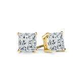 0.50 Carat (ctw) 14K Yellow Gold Princess Cut White Diamond Ladies Stud Earrings