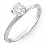 IGI CERTIFIED 0.24 Carat (ctw) 14K White Gold Round Cut Diamond Ladies Bridal Engagement Solitaire Ring 1/4 CT