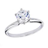 1.03 Carat (ctw) 14K WHITE GOLD REAL ROUND DIAMOND ENGAGEMENT RING