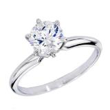 0.96 Carat (ctw) 14K WHITE GOLD REAL ROUND DIAMOND ENGAGEMENT RING