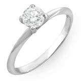 0.91 Carat (ctw) 14K WHITE GOLD REAL ROUND DIAMOND ENGAGEMENT RING