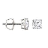 Round White Diamond Solitare Stud Earrings for Women (0.25 ctw, Color I-J, Clarity I1-I2) in 14K White Gold in Screw Back