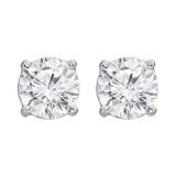 Round White Diamond Solitare Stud Earrings for Women (0.25 ctw, Color I-J, Clarity I1-I2) in 14K White Gold in Screw Back
