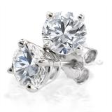 0.50 Carat (ctw) 14K White Gold Round Cut White Diamond Ladies Earrings 1/2 CT