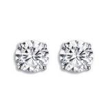 0.50 Carat (ctw) 10K White Gold Round Cut White Diamond Ladies Earrings 1/2 CT