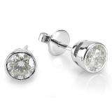 0.63 Carat (ctw) 14K White Gold Round Diamond Bezel Set Studs Earrings 5/8 CT