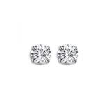 IGI CERTIFIED 0.48 Carat (ctw) 14K White Gold Round Cut White Diamond Ladies Solitaire Stud Earrings 1/2 CT