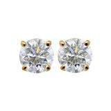 0.33 Carat (ctw) 14K Yellow Gold Round Cut White Diamond Ladies Stud Earrings