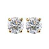 0.50 Carat (ctw) 14K Yellow Gold Round Cut White Diamond Ladies Stud Earrings