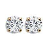 0.50 Carat (ctw) 14K Yellow Gold Round Cut White Diamond Ladies Stud Earrings