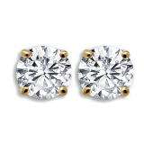 0.75 Carat (ctw) 14K Yellow Gold Round Cut White Diamond Ladies Stud Earrings